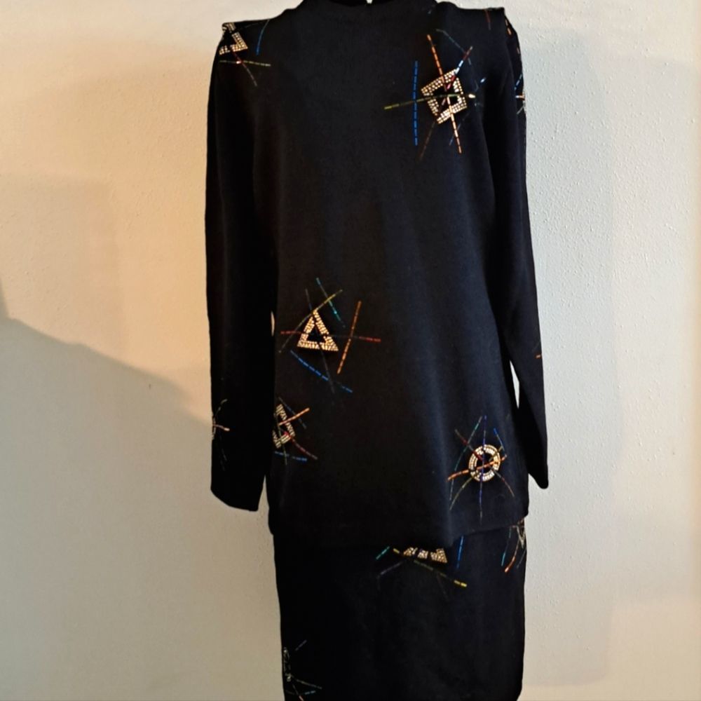 Vintage St. John Beaded Embellished Top And Skirt (B08)